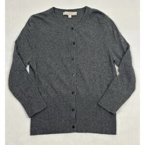 LOFT Women’s Luxury Italian Yarn Gray Long Sleeve Crew Neck Cardigan Size S